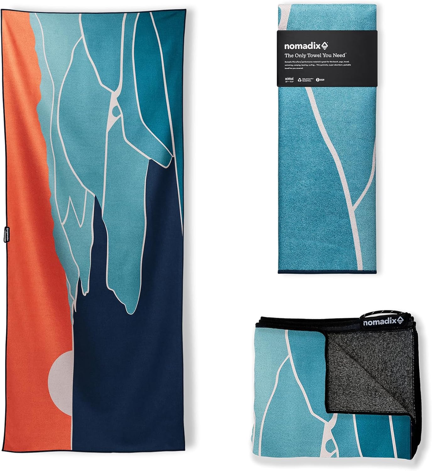 Nomadix Original Towel - Perfect for Beach, Pool, Travel, Camping, Yoga - Made with Recycled Materials - Super Absorbent - Sand Resistant - Big Sur - 72.5x30