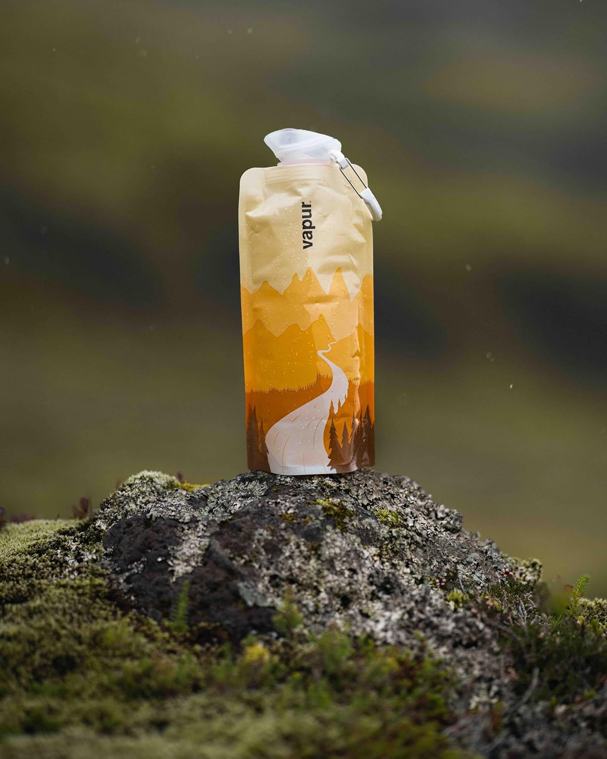 Vapur Flexible, Collapsible Wide Mouth Anti-Bottle with Detachable Carabiner, 23 Ounce, Sierra California Gold, Pack of 1