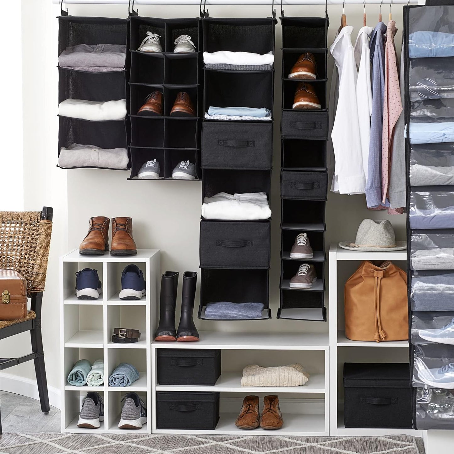 Household Essentials 10 Pocket Hanging Shoe Closet Organizer with Hooks