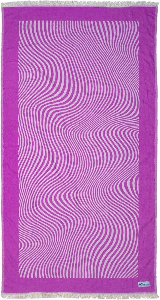 Turkish Beach Towel - 100% Organic Cotton - Soft, Quick-Dry, Sand Proof, Prewashed - Lightweight & Oversized for Beach, Pool, Yoga, Bath, Travel, Gym, Throw - Amethyst (Purple)