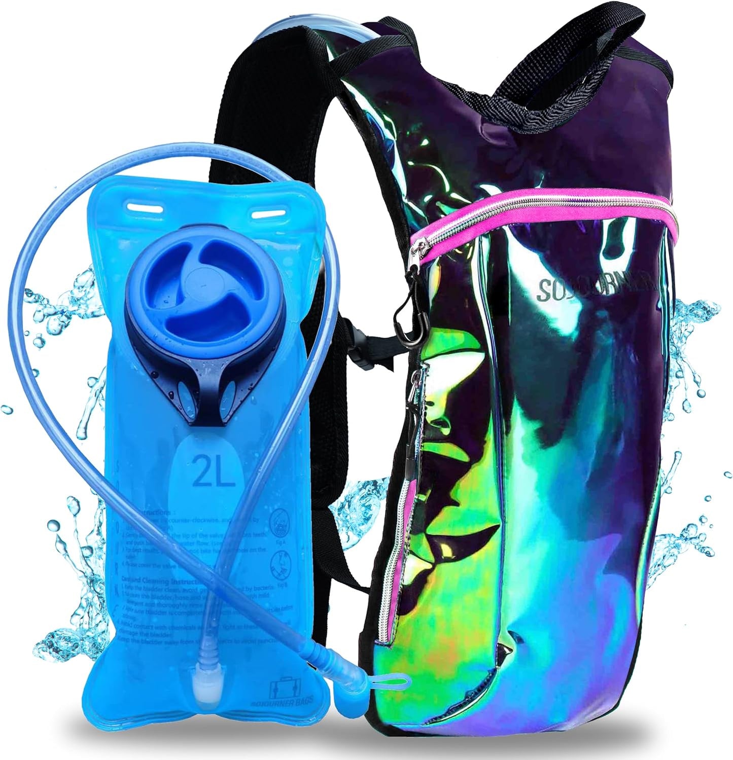 Sojourner Rave Hydration Pack - Hydration Backpack - Hydropack with 2L Bladder - Water Backpack for Festivals, Hiking, Running, Biking and More