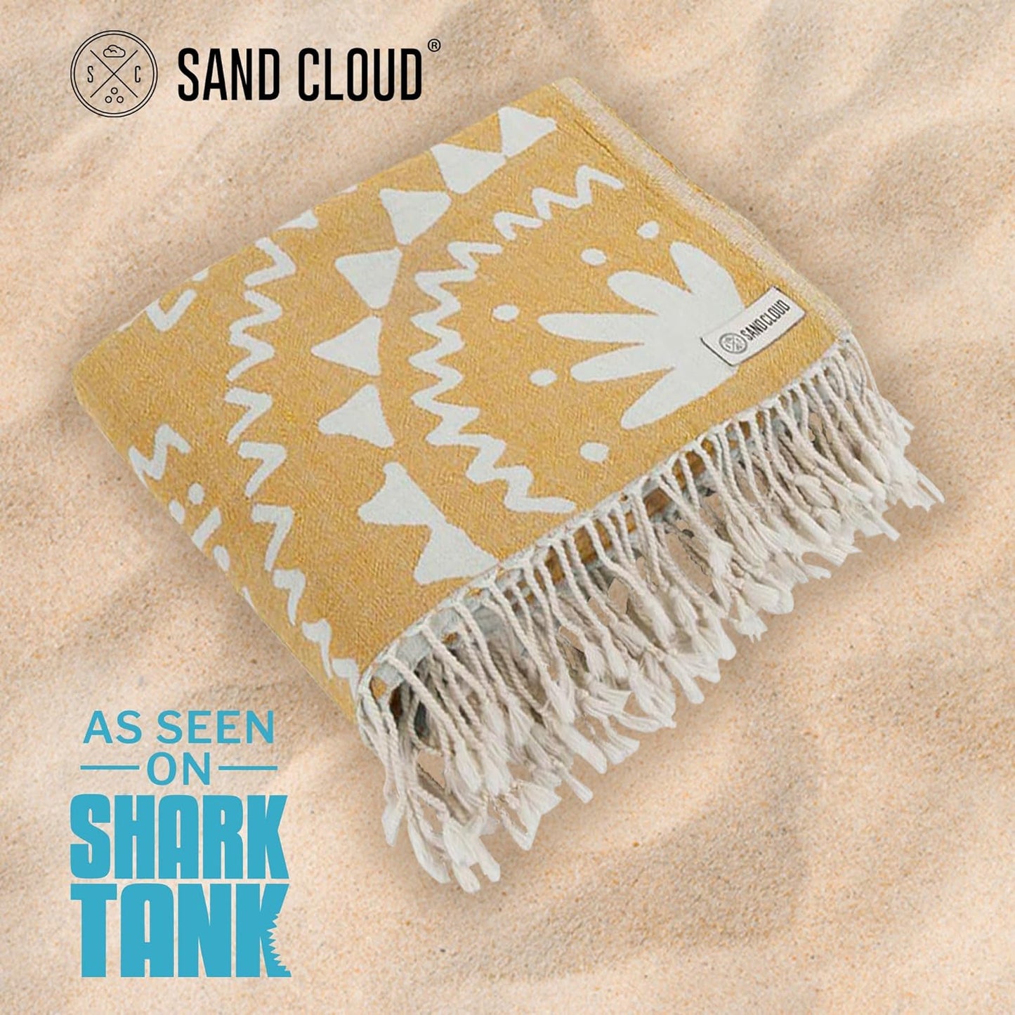 Sand Cloud Large Turkish Beach Towel - Sand Free - 100% Organic Turkish Cotton Yarn - Quick Dry Towel for Beach, Picnic Blanket or Throw - As Seen on Shark Tank - Boho Honey XL