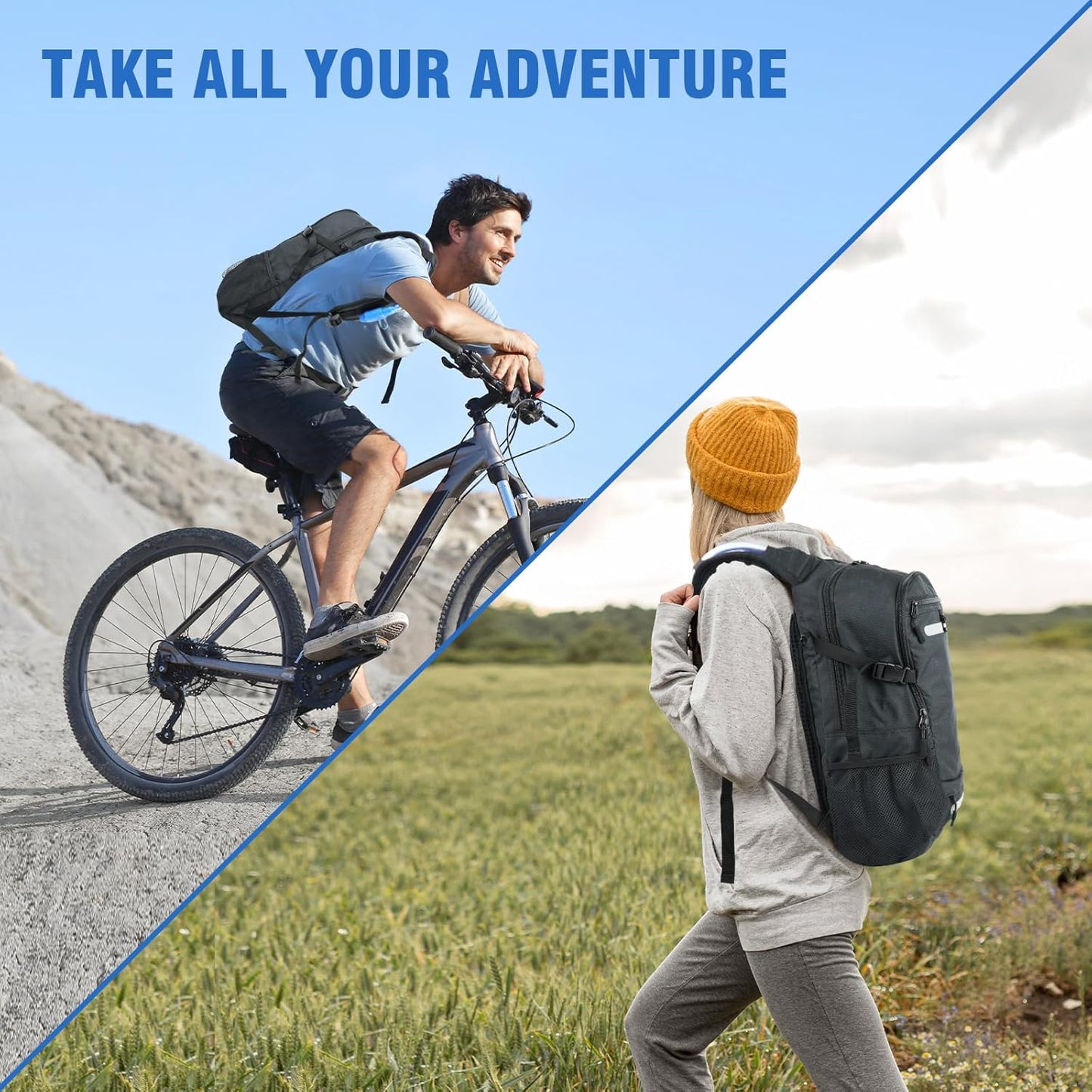 Zavothy 18L Hydration Backpack with 3L Water Bladder – Waterproof Hiking Pack with Insulated Bladder Compartment, Hidden Helmet Holder & Rain Cover – for Running, Cycling, and Camping