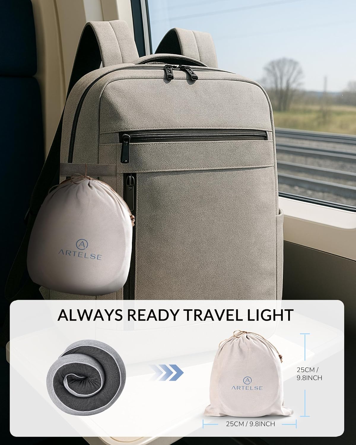 Neck Travel Pillow for Rest - Memory Foam Travel Pillow for Airplane, Comfortable Breathable Cover, 360 Degree Support Ergonomic Design Best for Flight, Train, Sleeping, Travel Essentials