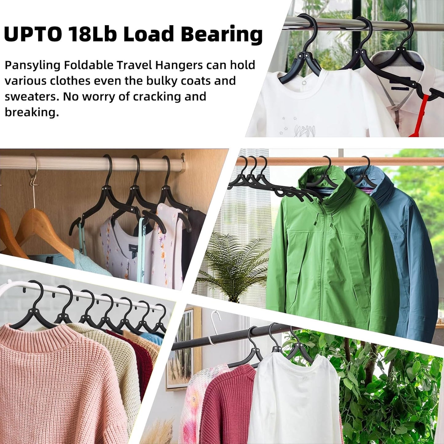 12pcs Black Travel Hangers with 24pcs Clips Foldable for Suitcase, Portable Folding Clothes Hangers, Cruise Ship Essentials Drying Rack for Portable Travel Accessories