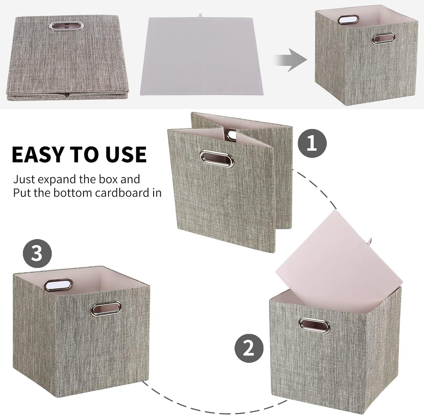 Posprica Storage Bins,11×11 Foldable Storage Cubes Boxes Container Closet Organizer Shelf Cabinet Bookcase,Thick Fabric Drawer Container - 4pcs,Coffee