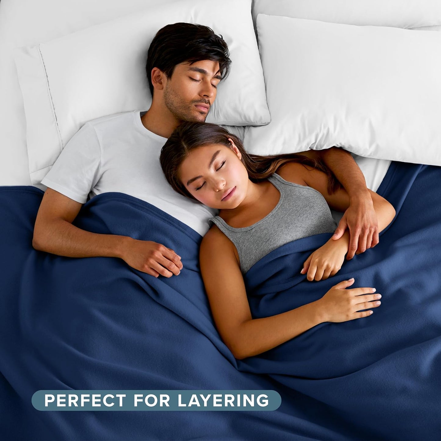 Bare Home Polar Fleece Blanket - Throw - Dark Blue - Warm & Cozy - Premium Fleece for Bed, Sofa, Camping, Travel and Cold Nights - Lightweight Blanket (Throw, Dark Blue)