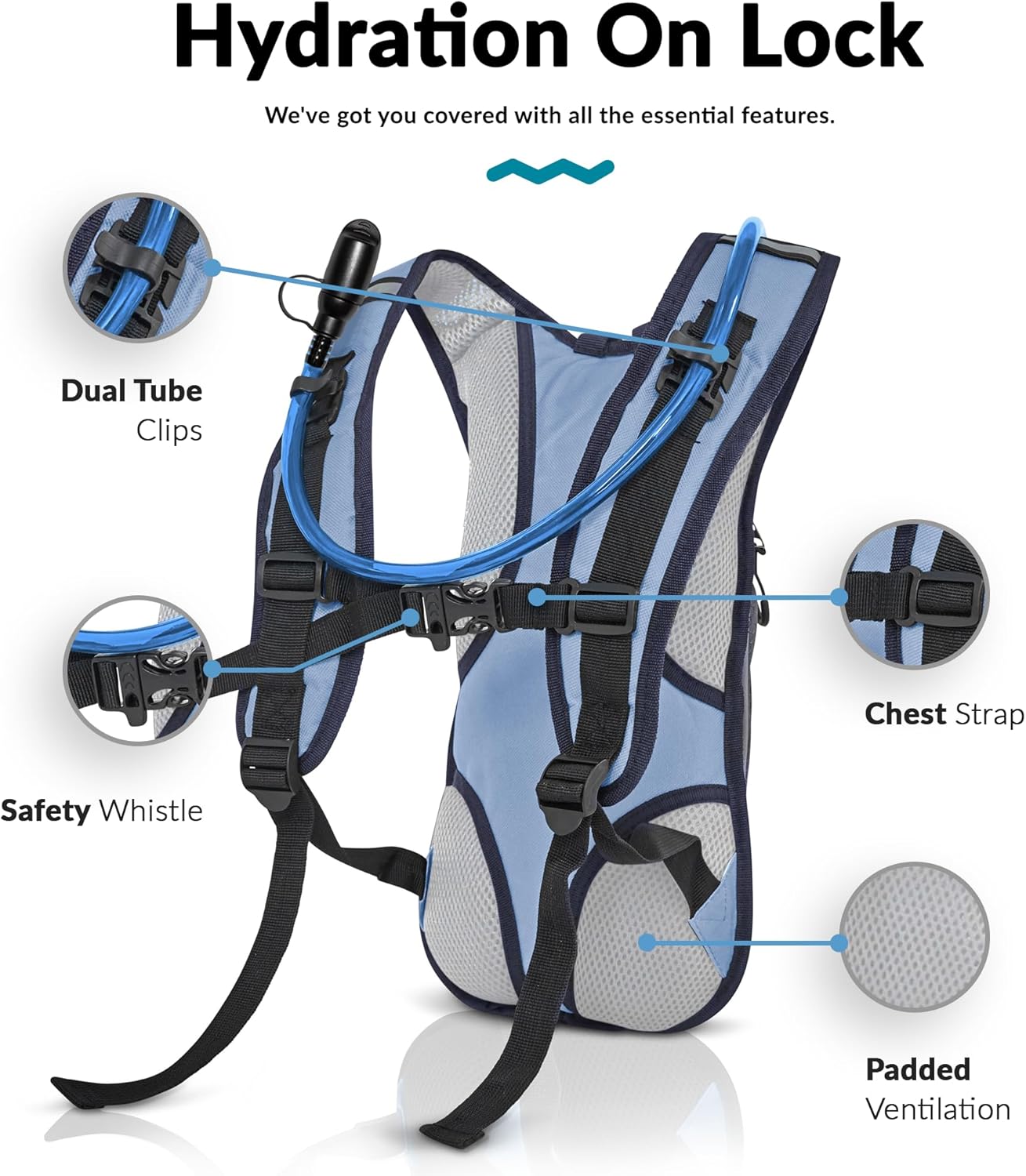 Water Buffalo Hydration Backpack - Lightweight Hydration Pack with 2L Water Bladder - Water Backpack for Hiking, Running, Biking, and Raves - Road Runner 12L Hydropack Backpack