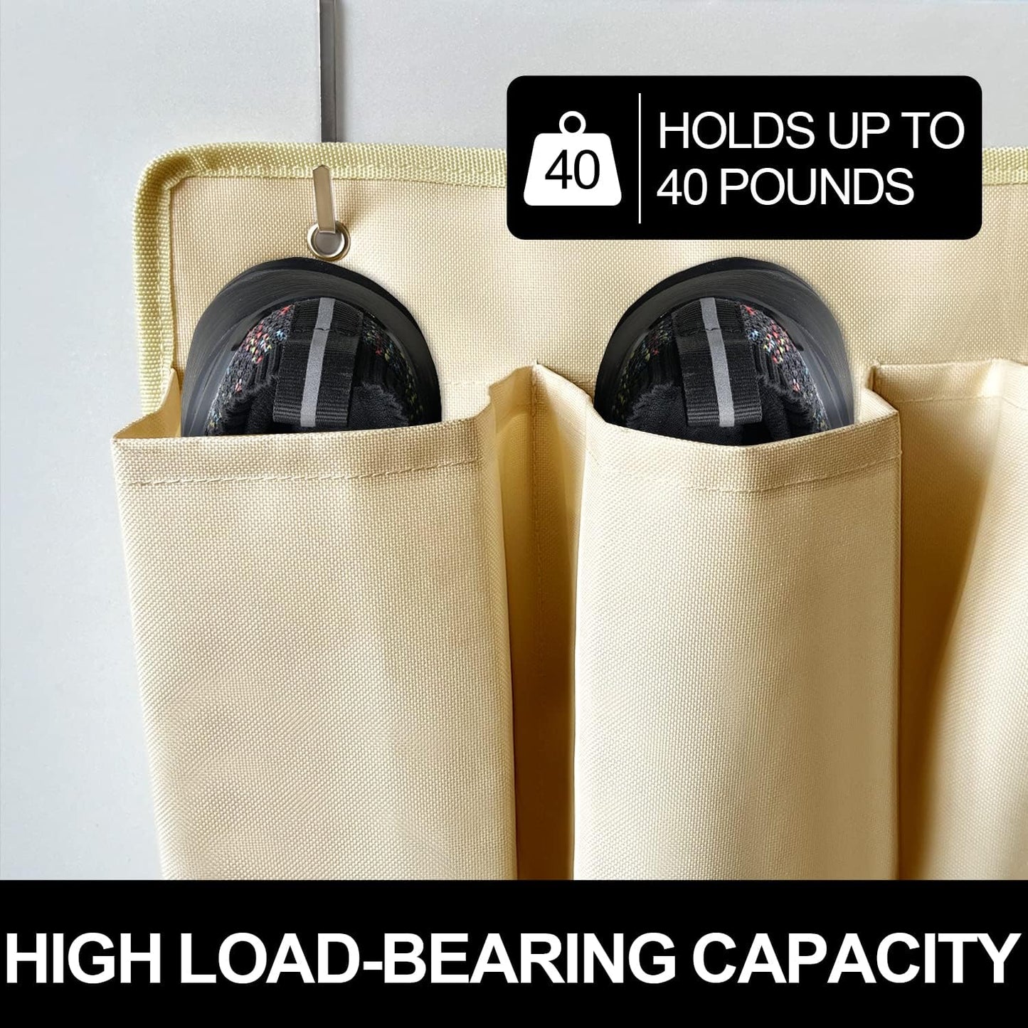 RV Shoe Pockets 10 Pockets Heavy Hanging Bedside Storage Organizer with Sturdy Hooks Storage Pockets Hangs on bed for Shoes Toys and Tool Accessories