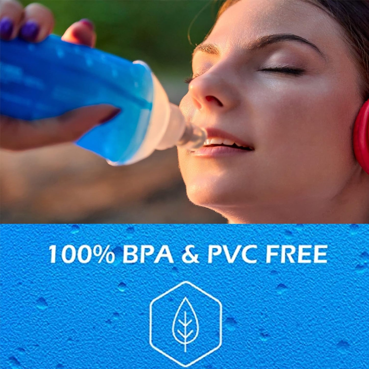 AXEN Soft Flask TPU Foldable Running Hydration Flask, Soft Collapsible Water Bottle for Hydration Pack Cycling Marathon Running Hiking