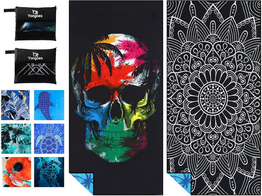 2 Pack Microfiber Lightweight Thin Beach Towel Sand Free Quick Dry Super Absorbent Large Towels for Swimming Pool Yoga Gym Travel Vacation Beach Accessories Essentials for Adults