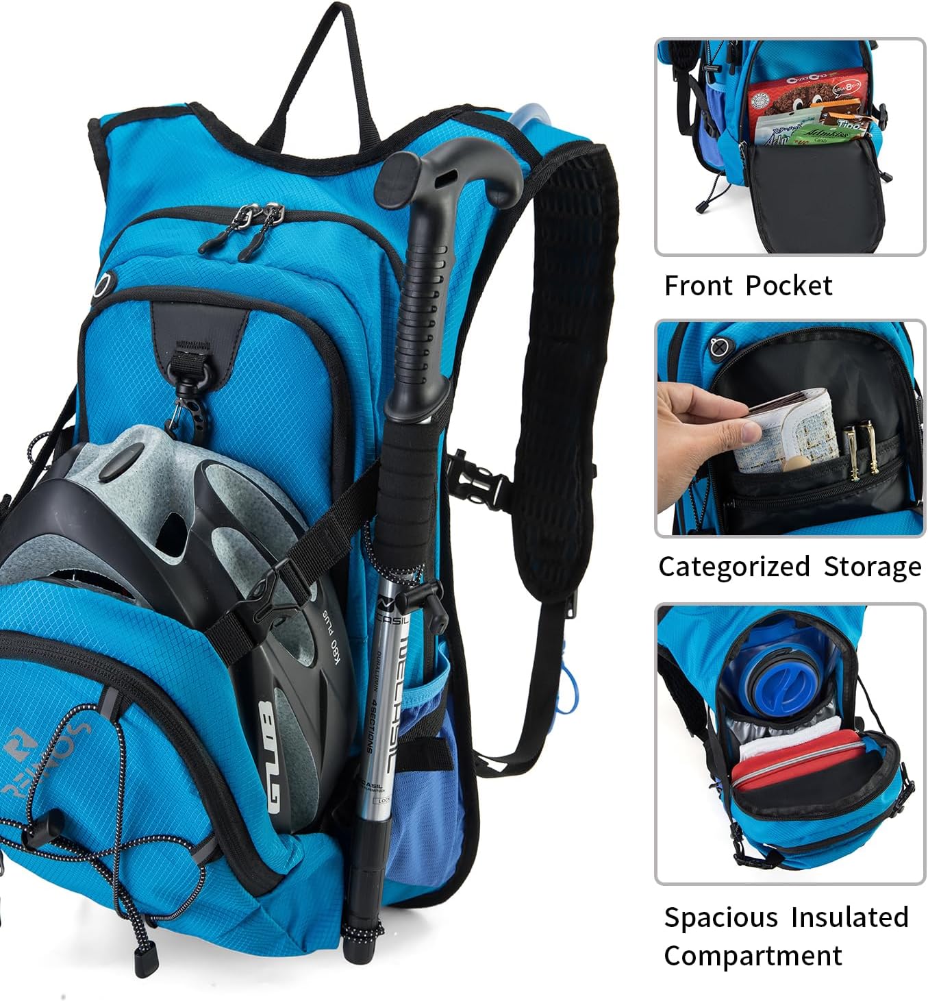 Hydration Backpack Pack with 2L Water Bladder 18L Hiking Backpack Women Men Lightweight Hydropack Insulated Daypack for Biking, Running, Festival