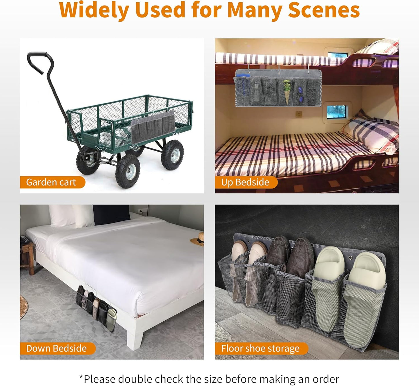 RV Shoe Pockets 6 Large Pockets Heavy Hanging Bedside Storage Organizer with Sturdy Hooks Storage Pockets Hangs on bed for Shoes Toys and Tool Accessories