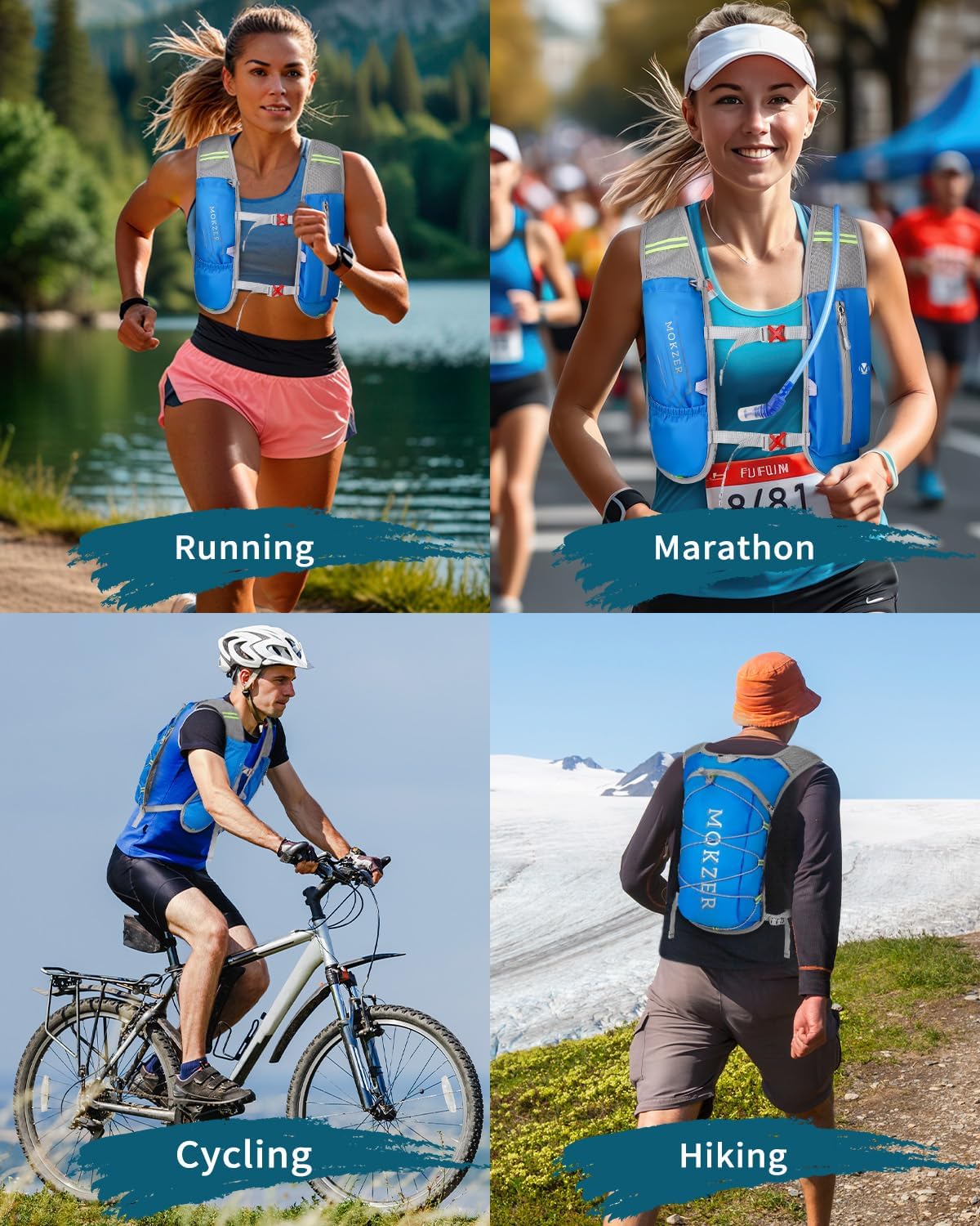 Running Hydration Vest with a 2L Water Bladder, Hydration Pack Lightweight Water Backpack for Running Hiking Cycling Marathon Trail for Men Women