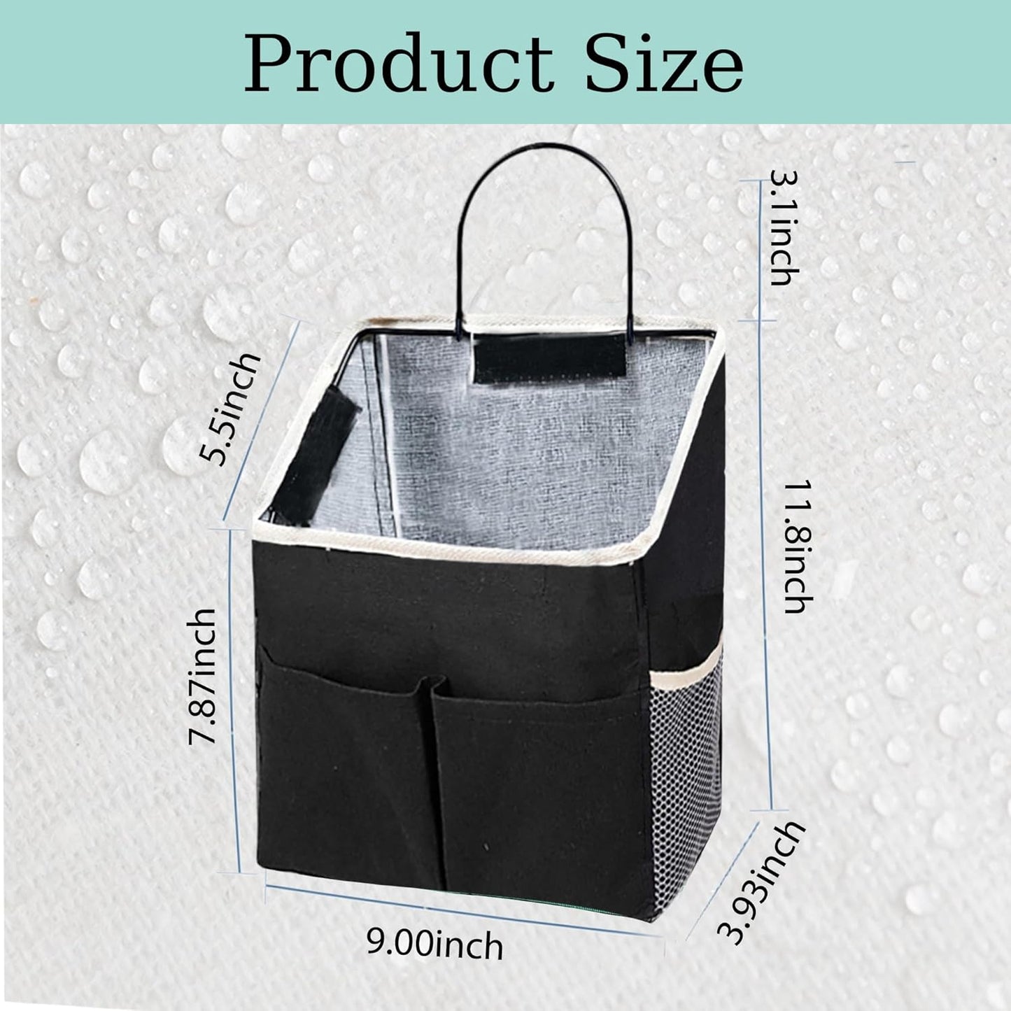 2pcs Wall Hanging Storage Bag,Wall Hanging Organizer Bags with Pockets, Wall Organizer Storage for Dormitory Bathroom Bedroom Kitchen(Black)