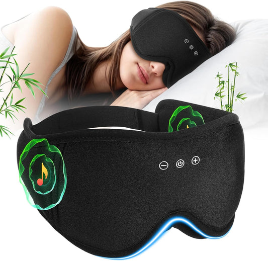 Sleep Mask Headphones with Bluetooth,3D Blackout Bamboo Cotton Eye Mask for Sleep,Sleeping Eye Mask with 5.4 Bluetooth Headphones Wireless for Side Sleepers,Travel Essential Gift for Women Men