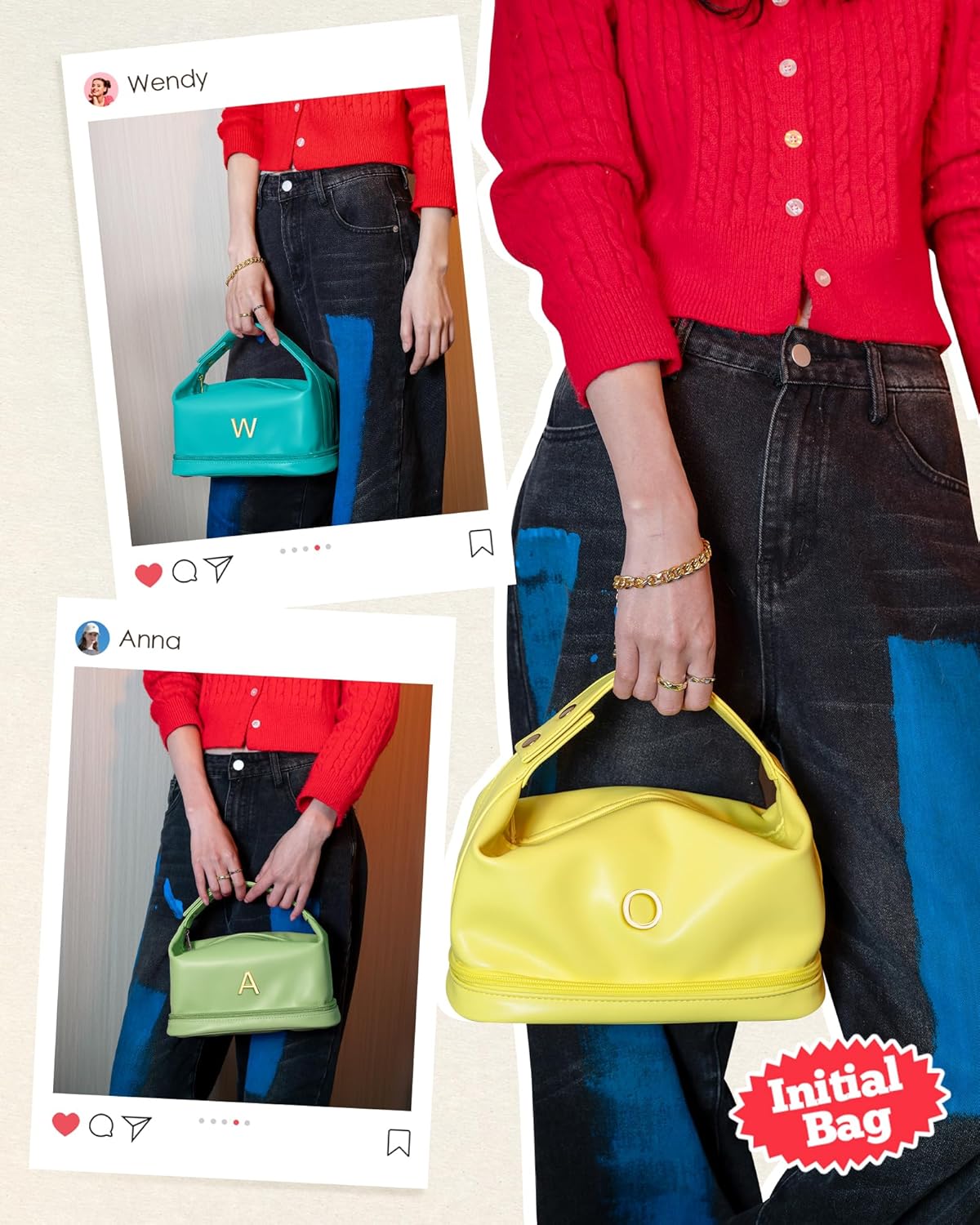 Trendy Gifts for Women, Personalized Makeup Bag with Handle, Initial Double Layer Cosmetic Bag with Makeup Brush Organizer, Cute Cosmetic Pouch for Women, Gifts for Friends Female Mom