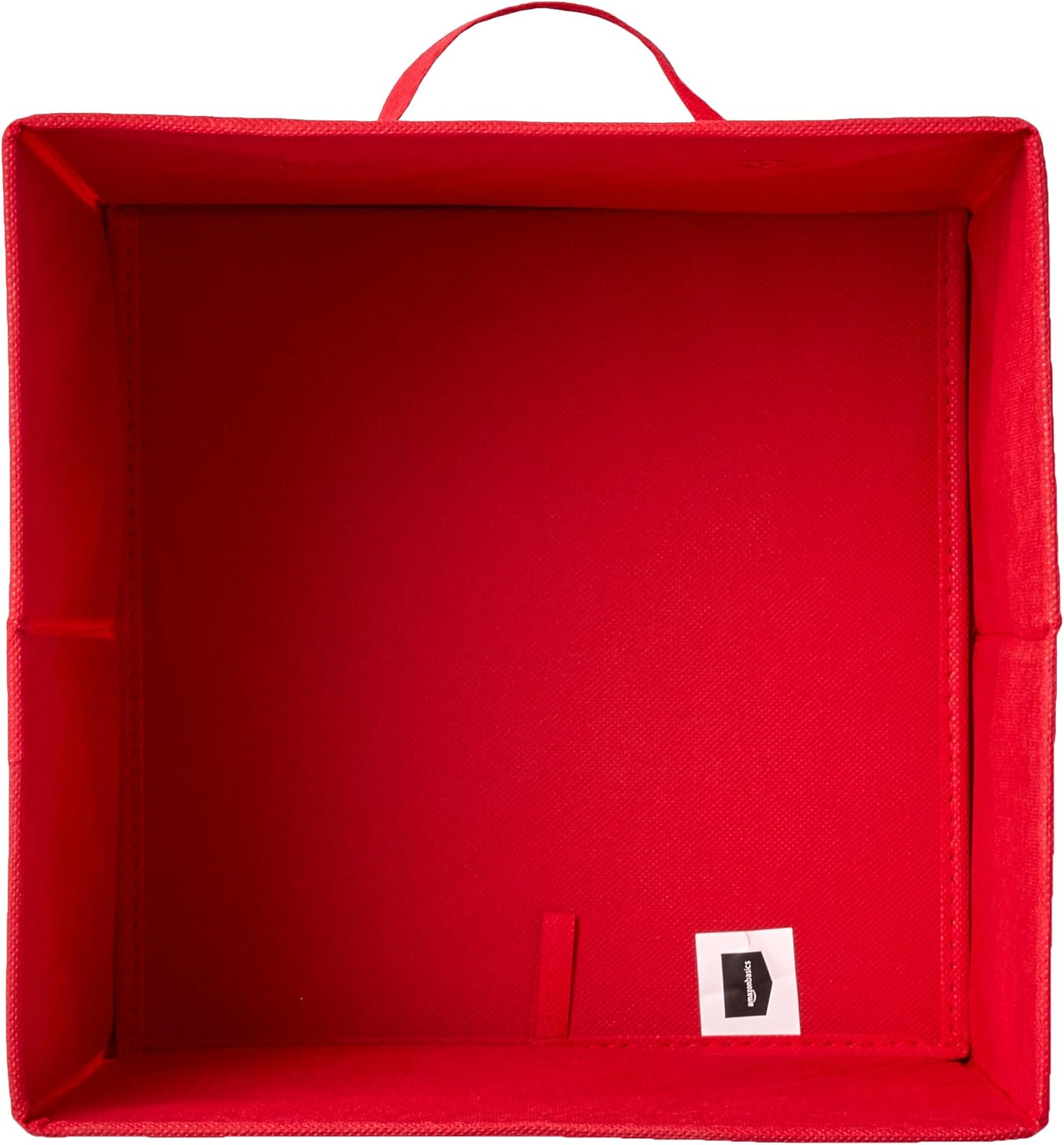 Amazon Basics Cube Organizer Storage Bins Handles, Collapsible Fabric, 10.5"x10.5"x11", Red (Pack of 30)