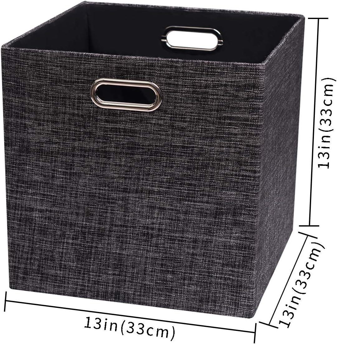 Posprica Fabric Storage Cubes,13×13×13 cube storage bins, Foldable Drawers Baskets Containers for Shelf Cabinet Bookcase,Thick and Heavy Duty (4pcs, Black)