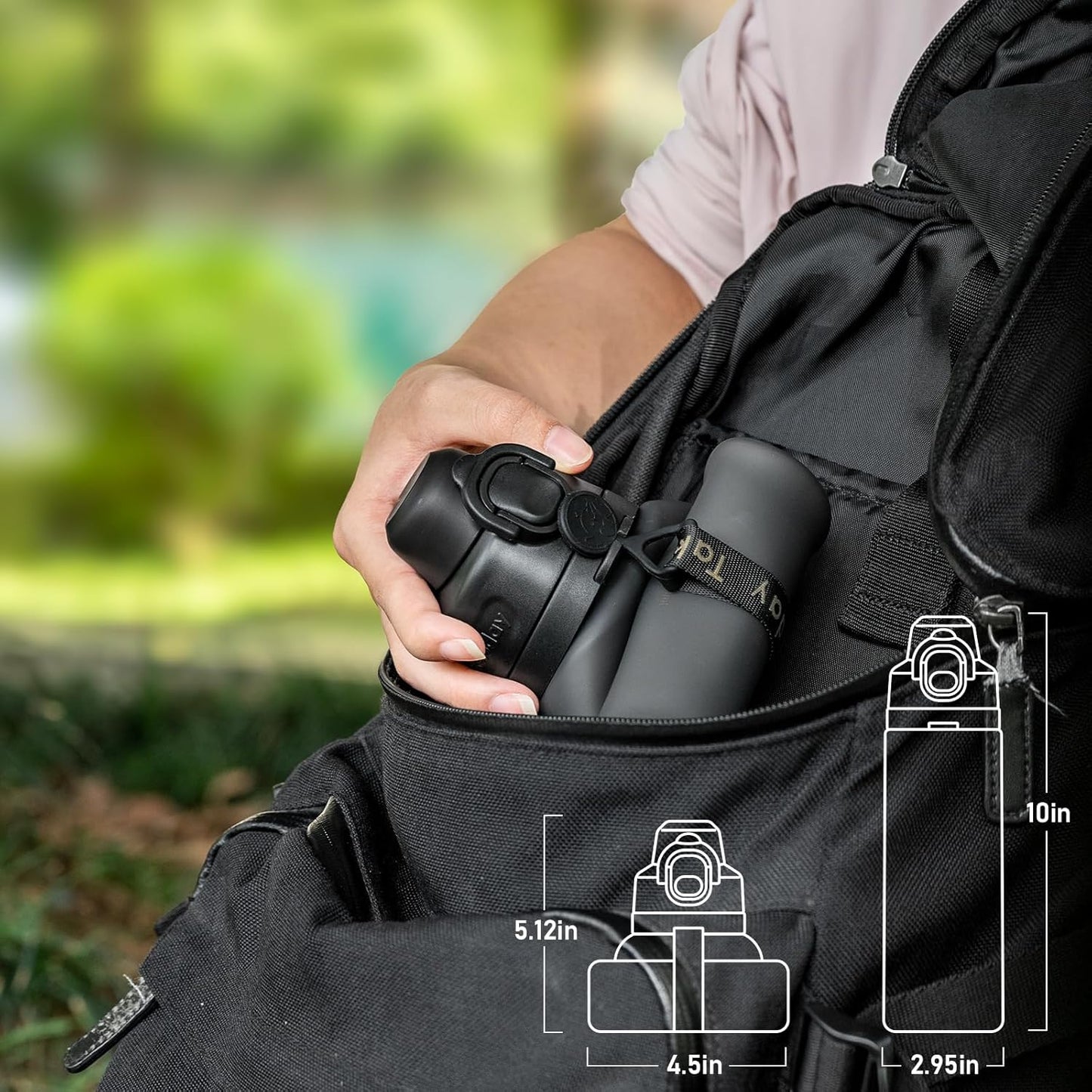 TakeToday Collapsible Water Bottles 20oz, Leak Proof, BPA-Free, Foldable Silicone Travel Water Bottle with Straw Strap for Cycling, Hiking, Outdoors