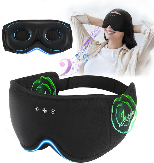 Sleep Mask with Headphones Bluetooth 5.4，LC-dolida 2025 New 3D Bluetooth Sleep Mask Headphones with Soft Bamboo Cotton for Side Sleepers Women Men, Sustainable Luxury for Better Sleep