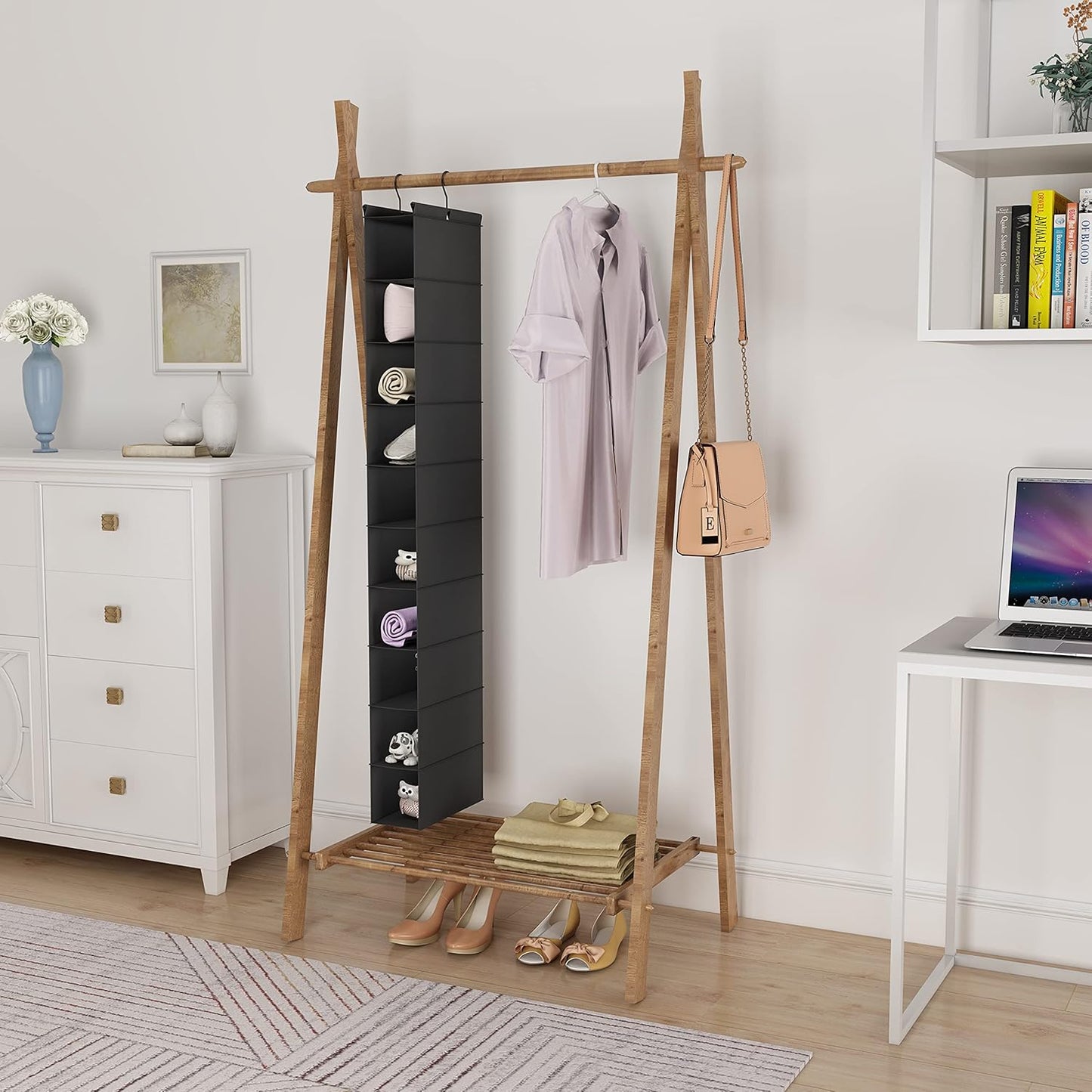 MAX Houser 10-Shelf Hanging Shoe Shelf Organizer, Hanging Shoe Storage for Closet,Pack of 2 (Black)