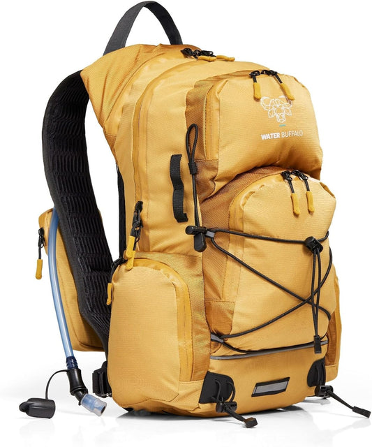 Water Buffalo Hydration Backpack - Sherpa 22L Hiking Backpack with Water Bladder - Water Backpack for Hiking with Waterproof Zippers, Phone & Pole Holders