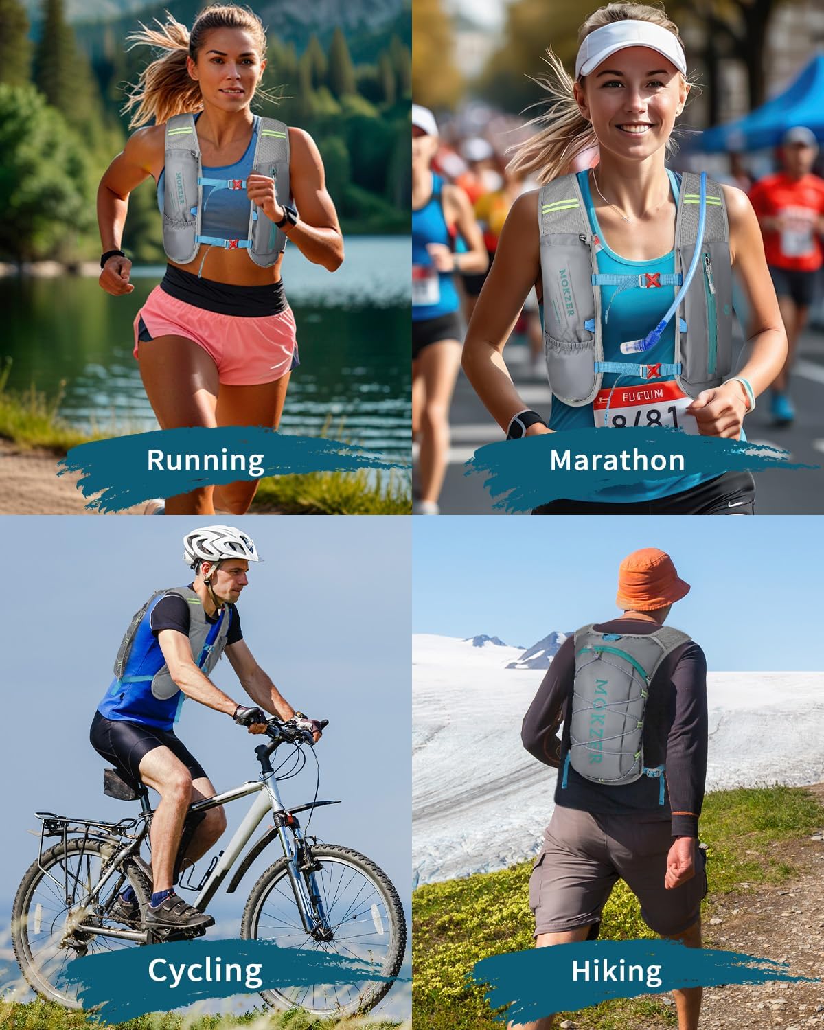 Running Hydration Vest with a 2L Water Bladder, Hydration Pack Lightweight Water Backpack for Running Hiking Cycling Marathon Trail for Men Women