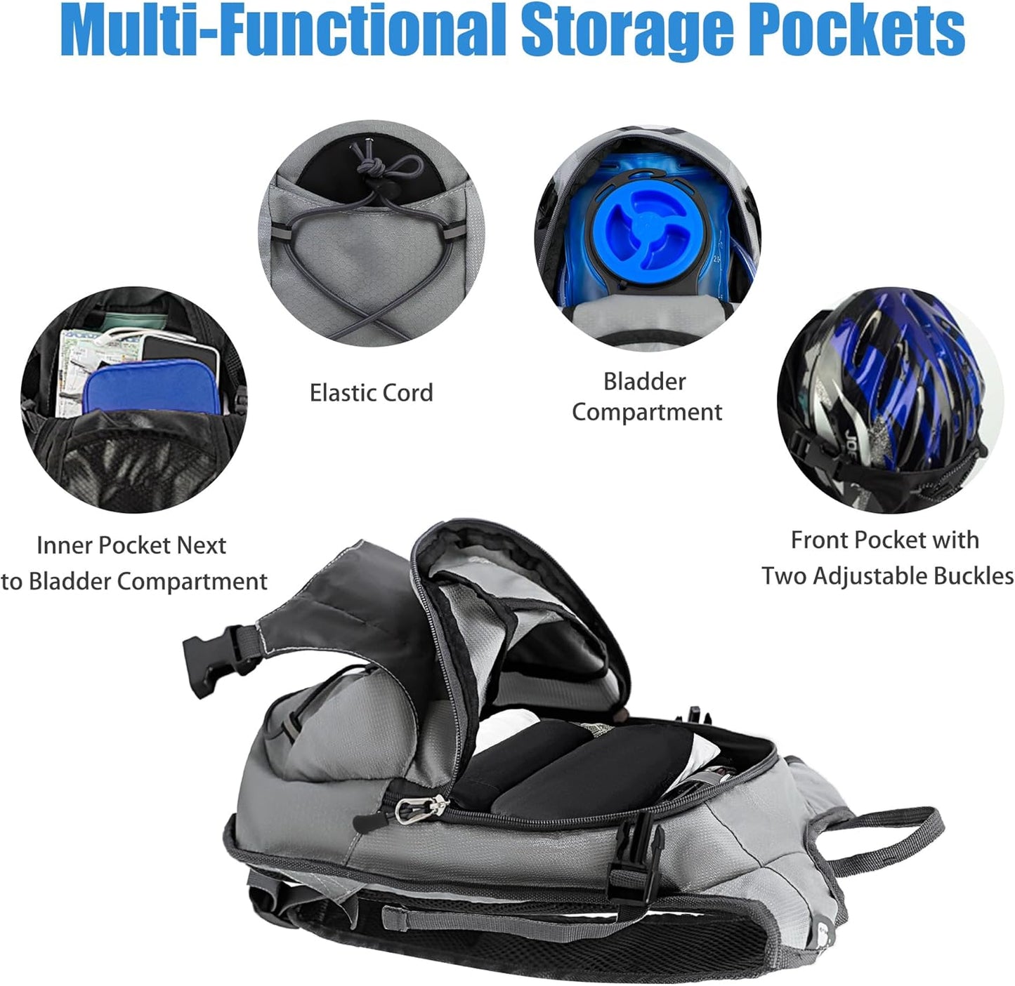 Zavothy Hydration Backpack with 2L Hydration Bladder Water Backpack for Hiking Hydration Pack for Running Cycling Hiking