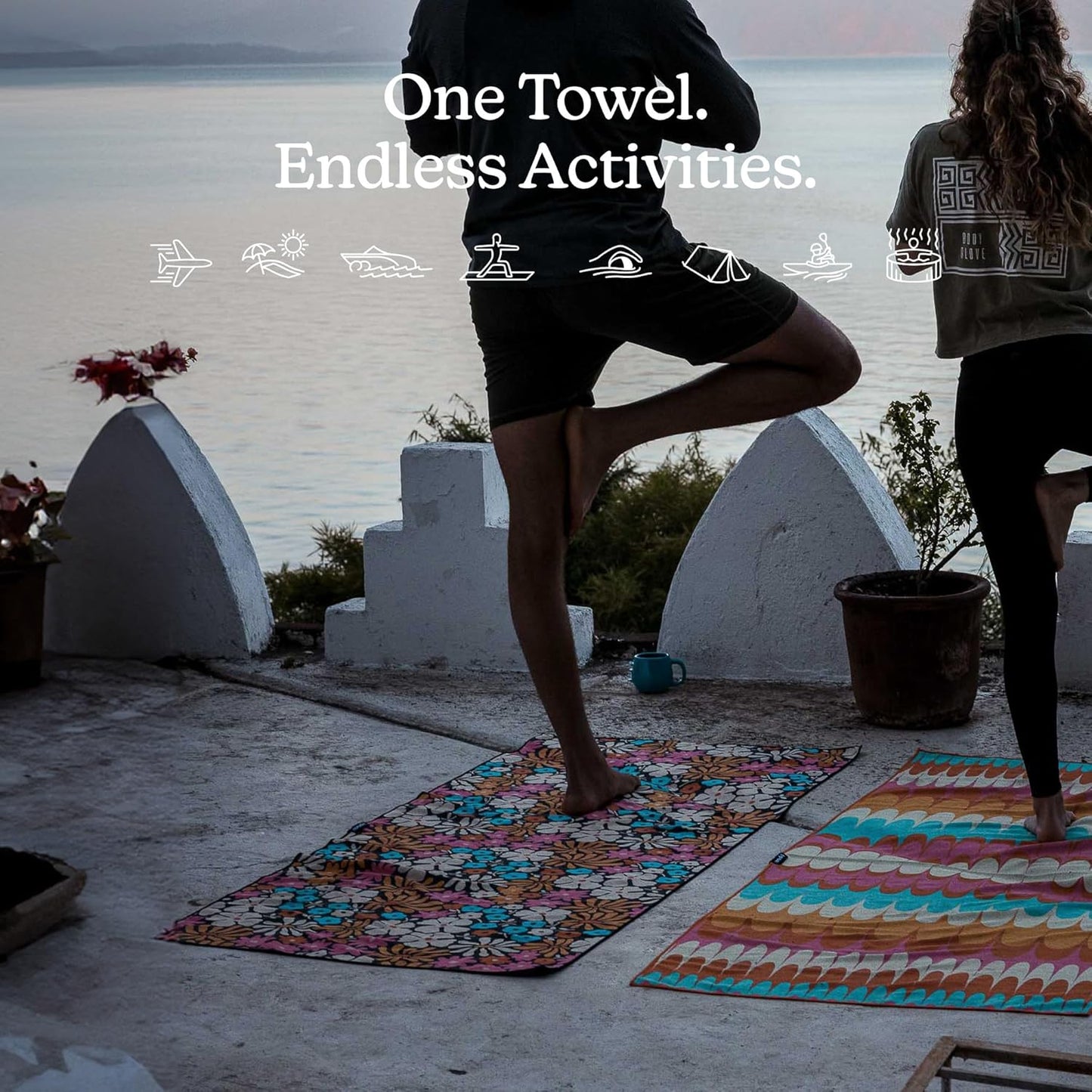 Nomadix Original Towel - Perfect for Beach, Pool, Travel, Camping, Yoga - Made with Recycled Materials - Super Absorbent - Sand Resistant - Hula Multi - 72.5x30