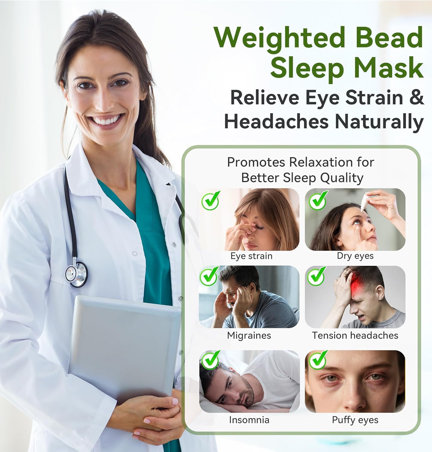 LC-dolida Bamboo Cotton Weighted Bluetooth Sleep Masks, 3D Weighted Sleep Masks with Bluetooth 5.4 Headphones, Total Blackout Bluetooth Sleep Mask for Women Men, Weight Eye Mask for Sleeping, Black