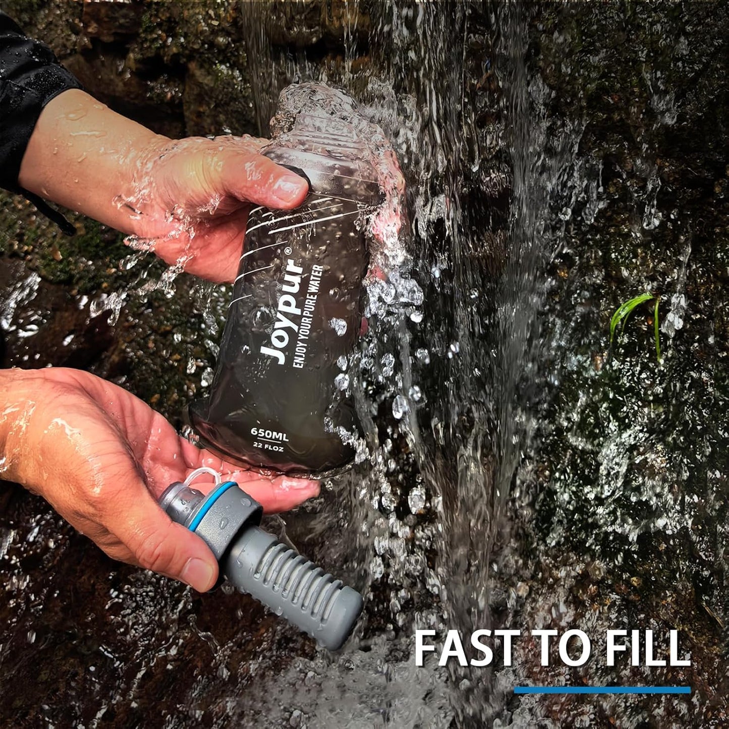 Water Filter Bottle Survival - 650/1000/2000ml Collapsible Water Bottle with NSF/FDA Certification with Filter Squeeze Water Filter Bottle Portable Water Filter Hiking Backpacking Camping