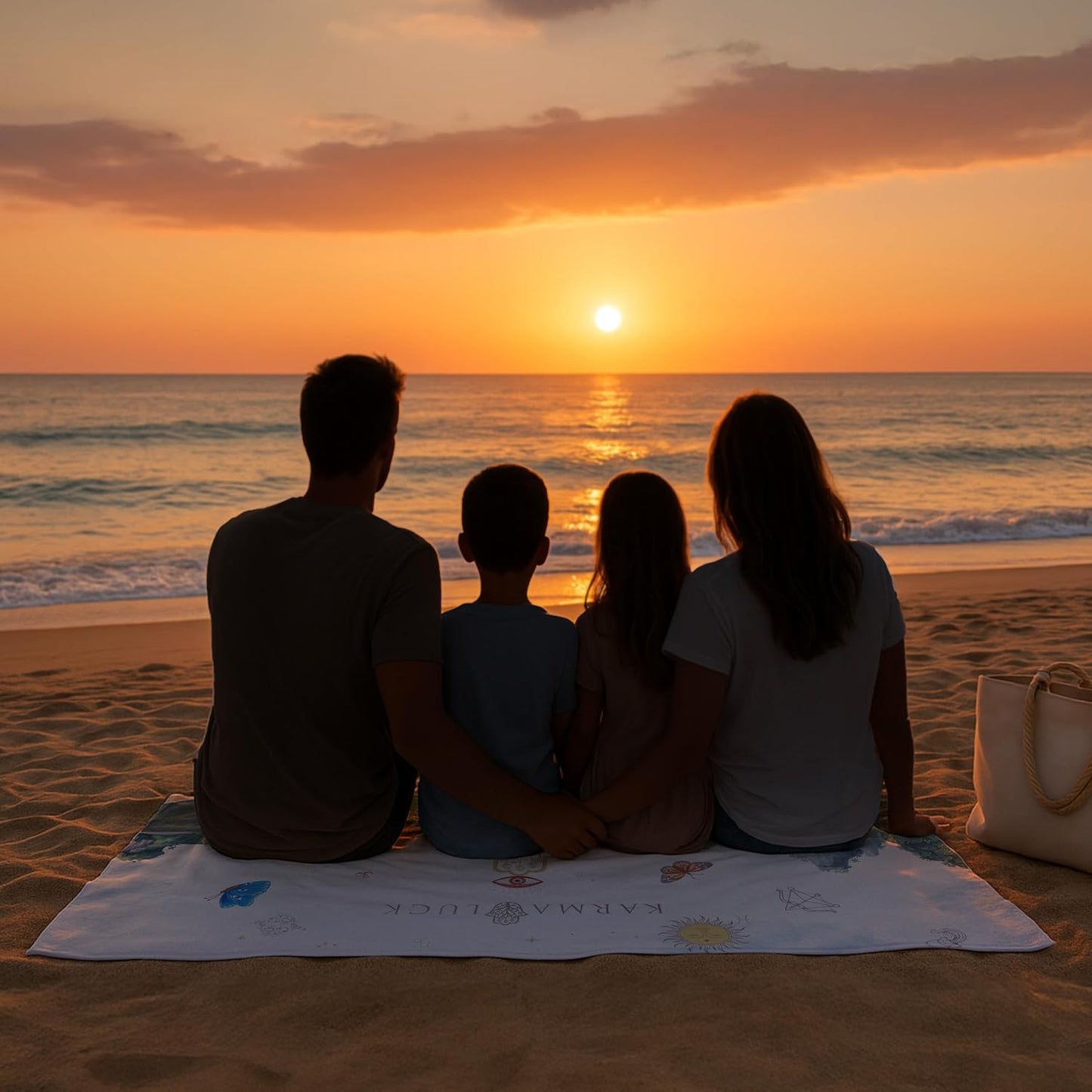 KARMA AND LUCK Dreamy Escape Beach Towel for Women & Men, Evil Eye, Hamsa Hand, Lotus, Butterfly, and Elephant Premium Designs, Cotton Beach Towels for Swimming, 61” x 28”