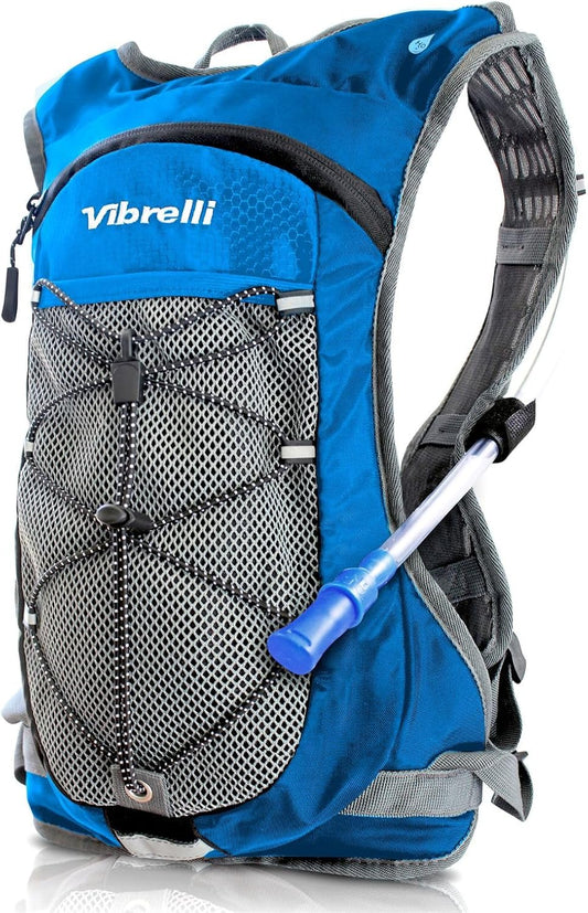 Vibrelli Hydration Backpack & 2L Hydration Bladder - High Flow Bite Valve - Hydration Pack for Cycling, Running, Hiking