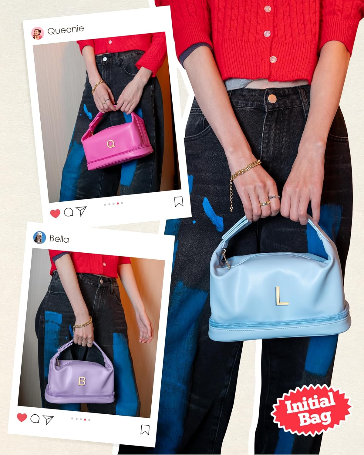 Easter Gifts for Girl, Makeup Bag for Teens 16-18, Personalized Makeup Bag with Handle, Initial Double Layer Cosmetic Bag with Makeup Brush Organizer, Teacher Gifts, Gifts for Friends Mom