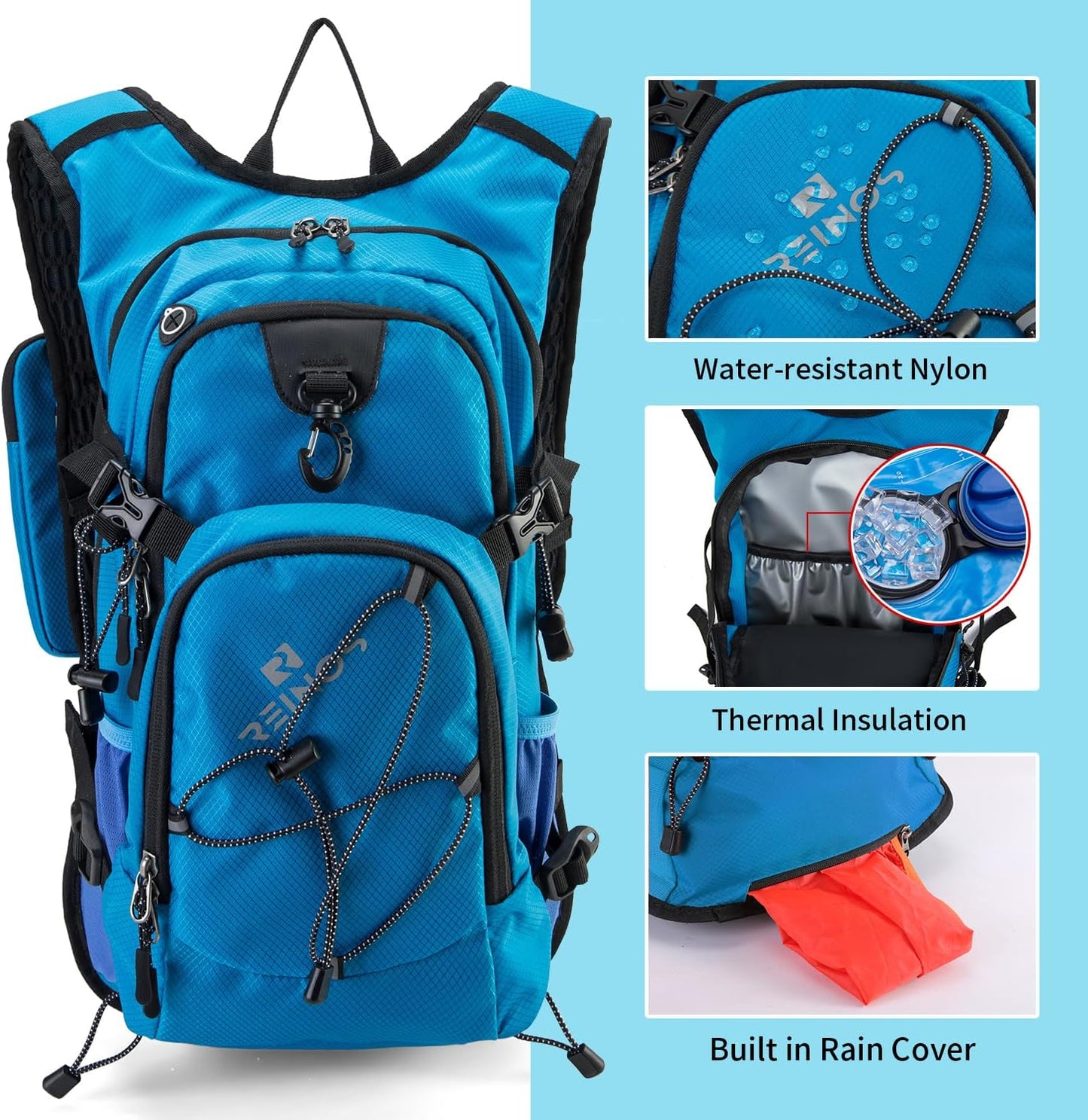 Hydration Backpack Pack with 2L Water Bladder 18L Hiking Backpack Women Men Lightweight Hydropack Insulated Daypack for Biking, Running, Festival