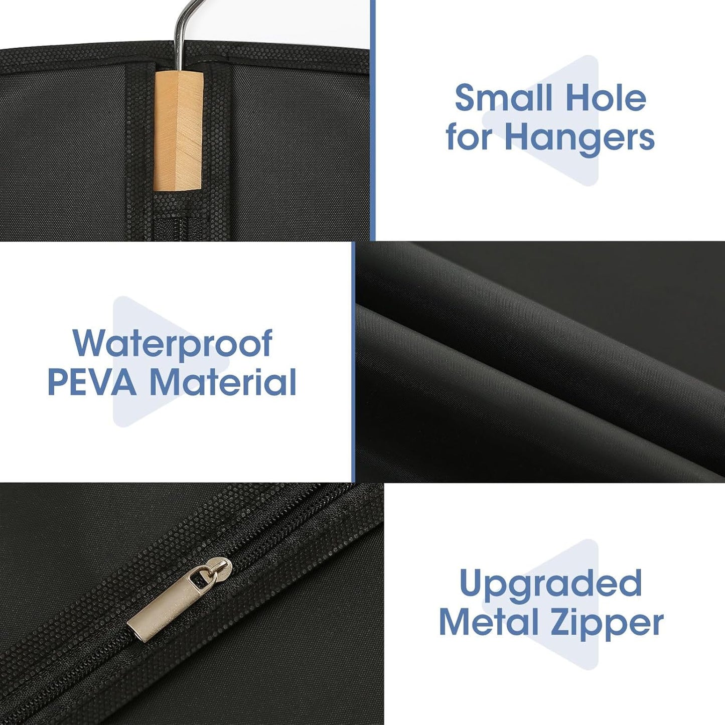 Suit Bags for Closet Storage, 43'' Garment Bags for Hanging Clothes, Suit Garment Bag, Black Suit Cover Bags with Clear Window for Coats, Jackets, Shirts（2 Packs）