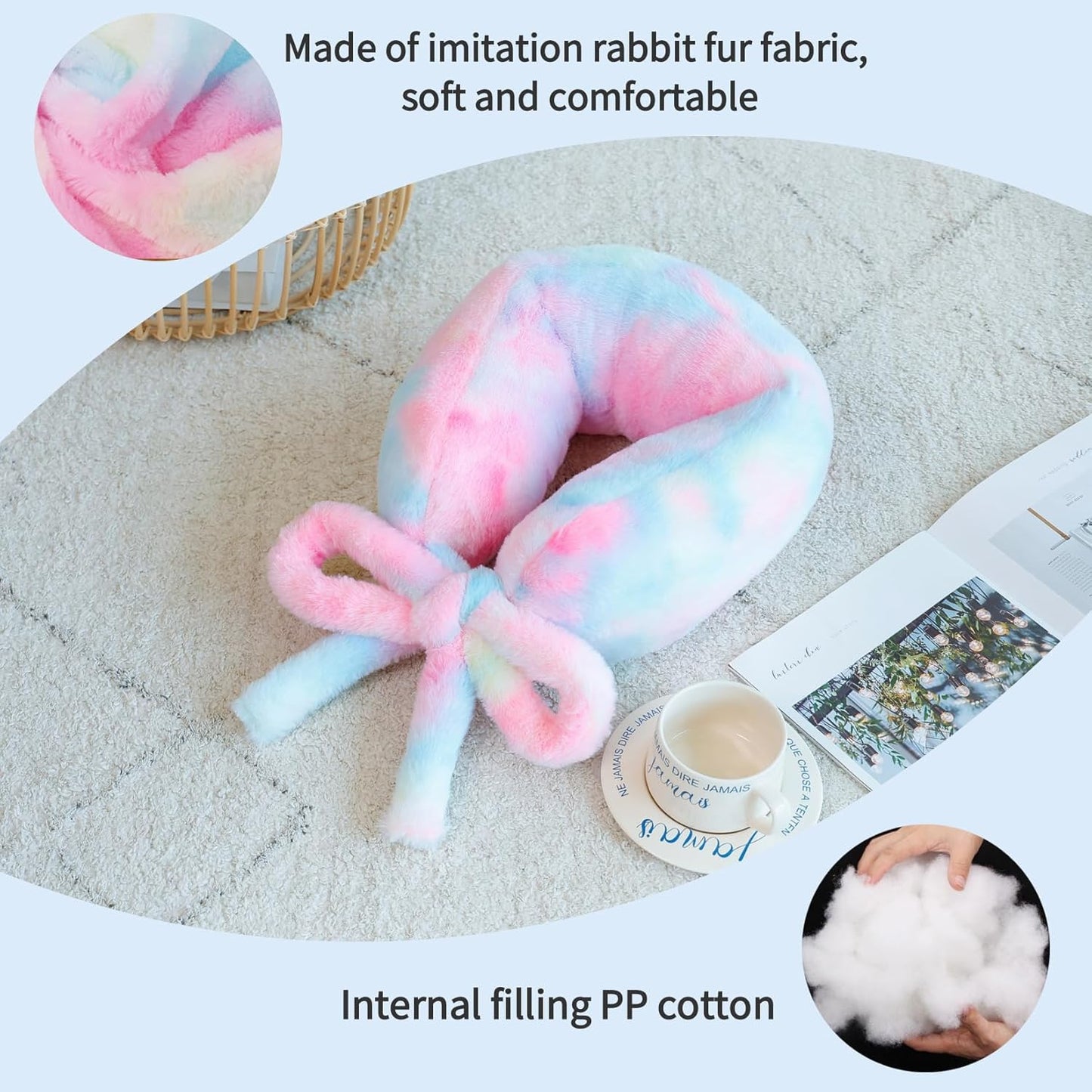 Travel Pillow Multifunctional Airplane Travel Neck Pillow Provides Neck and Lumbar Support During Travel Airplane Pillow Colorful Pink