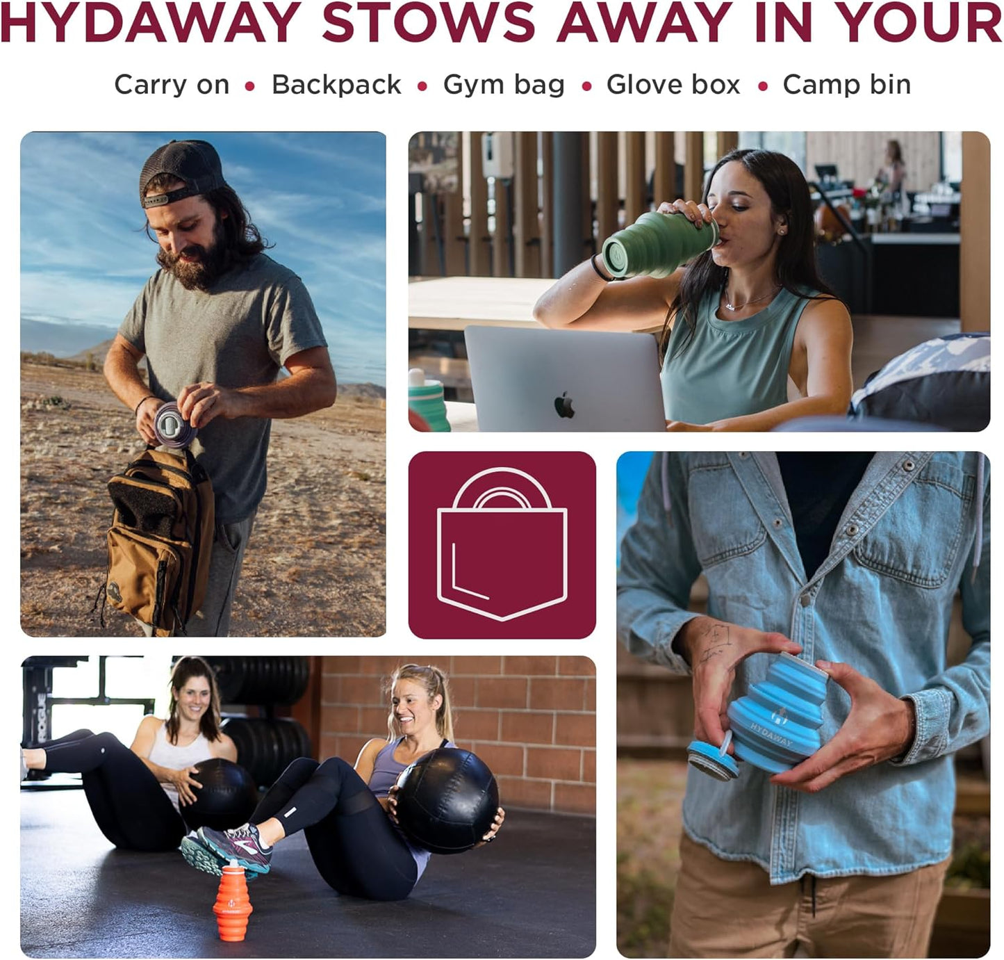 HYDAWAY 17oz Collapsible Water Bottle - BPA-Free, Leakproof, Lightweight, and Space-Saving - Perfect for Travel, Hiking, and Everyday Hydration