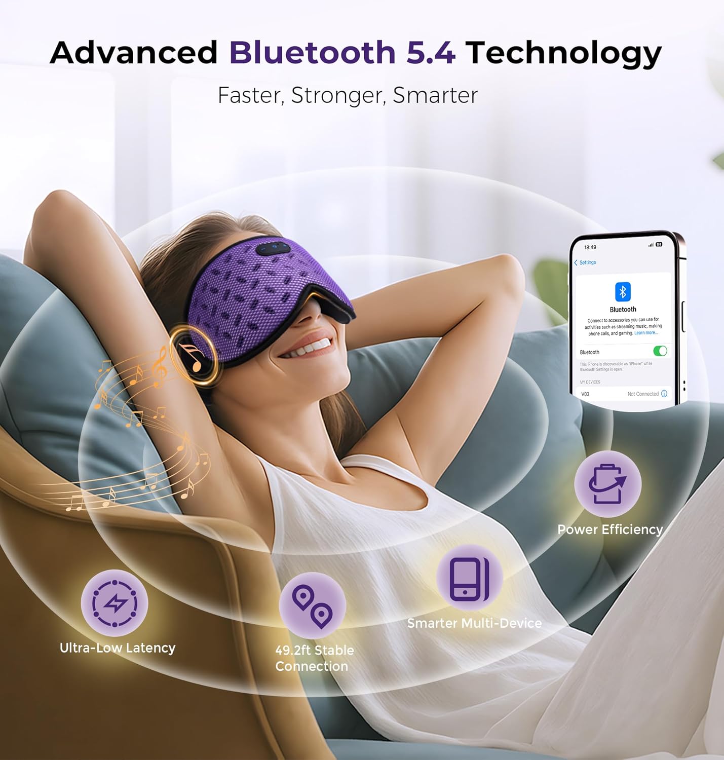 Sleep Mask Headphones with Bluetooth 5.4, LC-dolida Wireless Music Eye Mask for Sleeping Headphones Detachable 3D Eye Cups Cooling Breathable Bluetooth Eye Mask for Side Sleepers