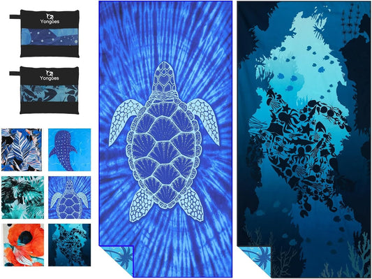 2 Pack Microfiber Lightweight Thin Beach Towel Sand Free Quick Dry Super Absorbent Large Towels for Swimming Pool Yoga Gym Travel Vacation Beach Accessories Essentials for Adults