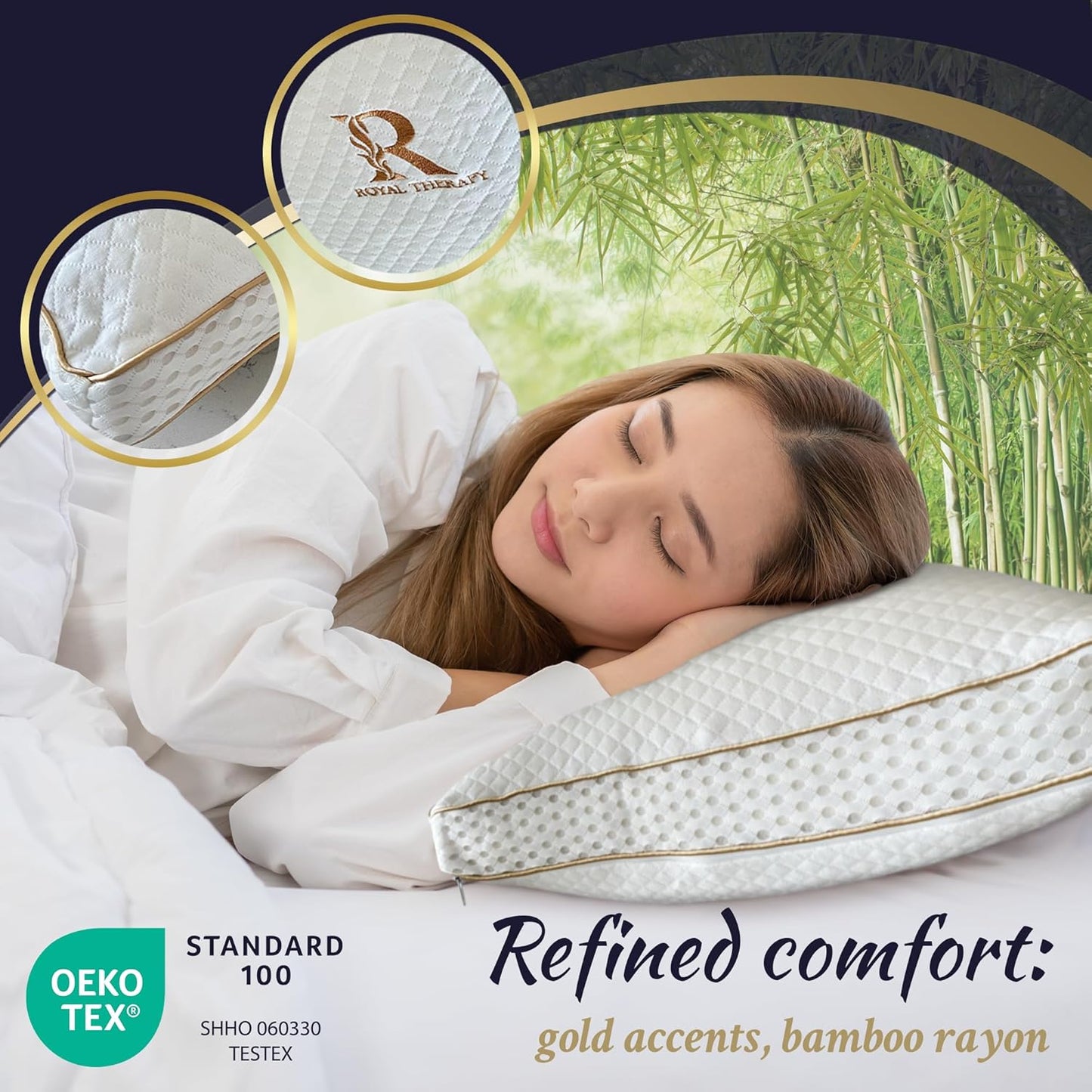Royal Therapy 4-Pack Queen Memory Foam Pillow, Adjustable Shredded Odor-Free Pillow for Neck & Shoulder Pain Relief, Support for Back, Stomach, Side Sleepers, AirFlowPRO