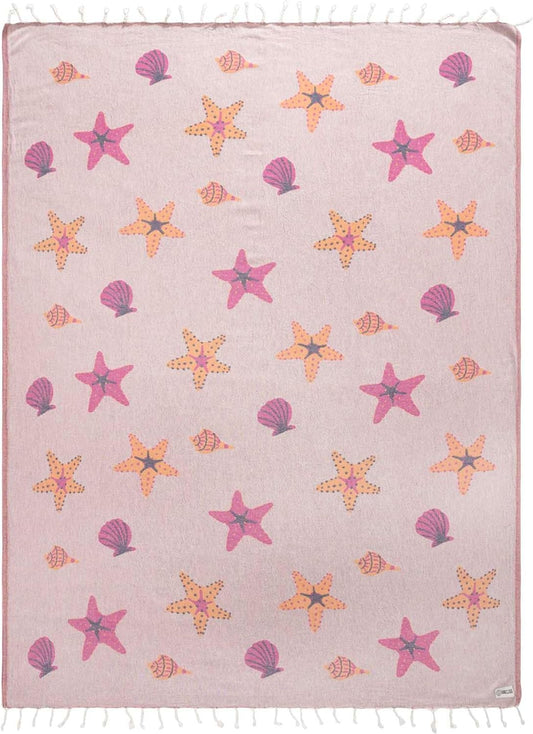 Sand Cloud Large Turkish Beach Towel - Sand Free - 100% Organic Turkish Cotton Yarn - Quick Dry Towel for Beach, Picnic, Blanket or Bath - As Seen on Shark Tank - Marine Life (Sea Star)