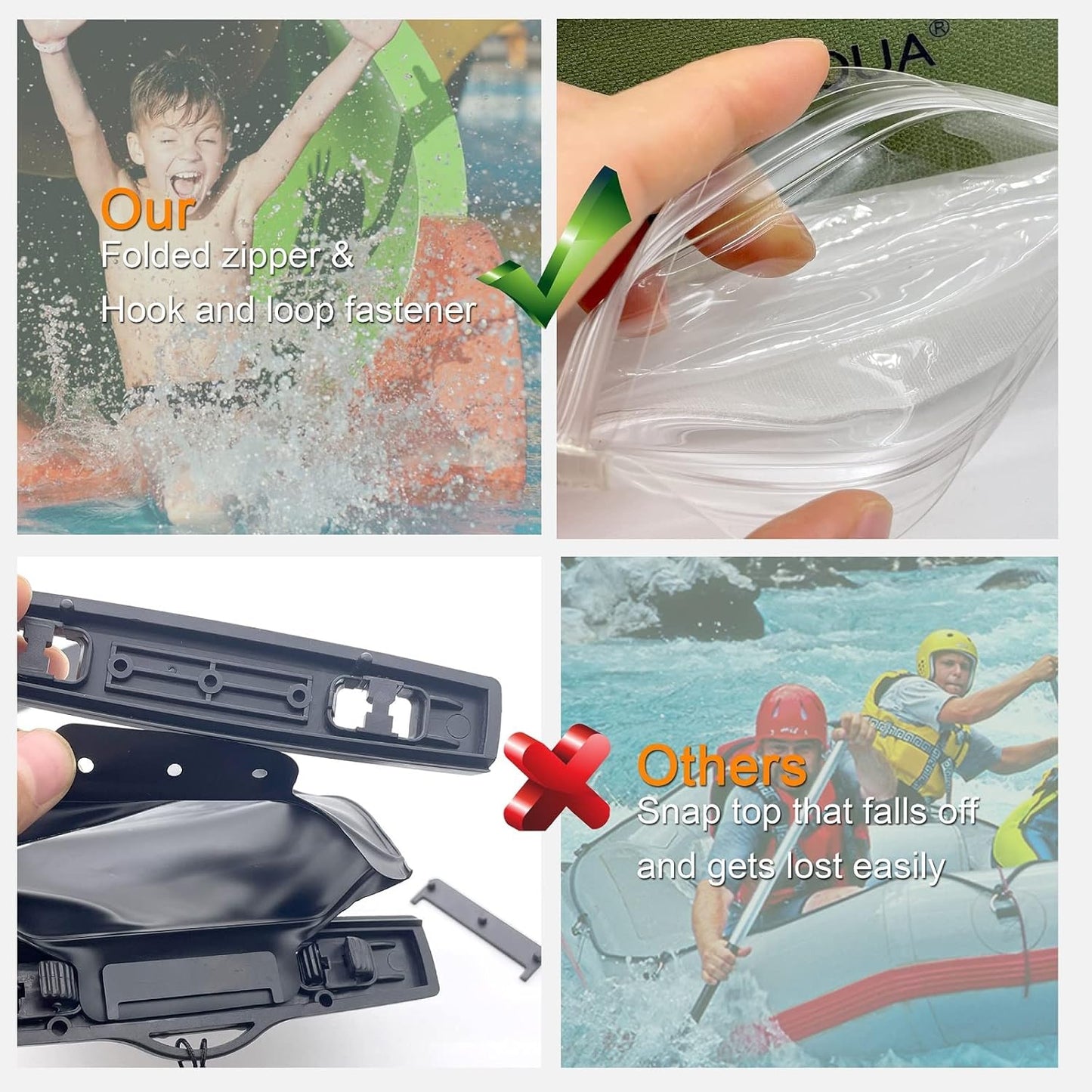 Large Waterproof Phone Pouch 2 Pack, IPX8 Waterproof Cell Phone Case Dry Bag Compatible with iPhone 15 14 13 12 Pro Max/Galaxy S23 Ultra S22 Pixel 4 XL Up to 7.5", Black+Army Green