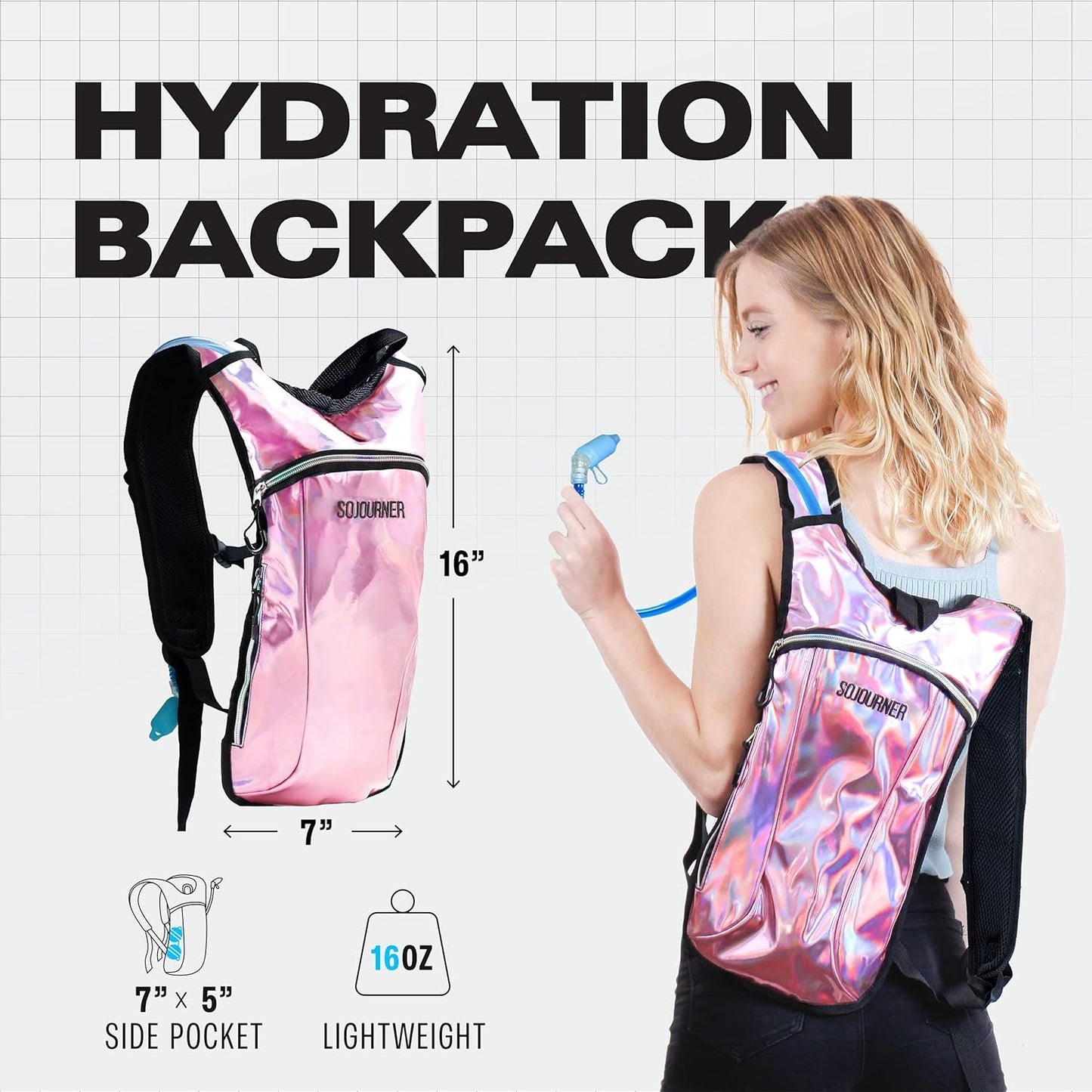 Sojourner Rave Hydration Pack - Hydration Backpack - Hydropack with 2L Bladder - Water Backpack for Festivals, Hiking, Running, Biking and More