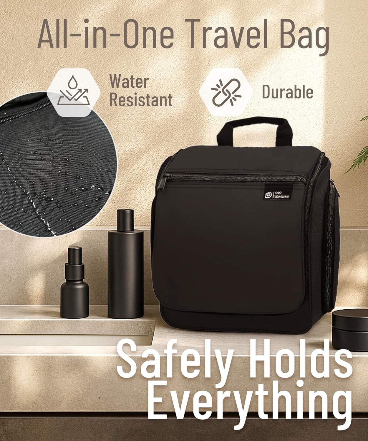 DD D&D Wanderlust D&D Hanging Travel Toiletry Bag for Men and Women - Extra Large Toiletries Organizer Kit with 10 Compartments, YKK Zippers, XXL Metal Swivel Hook, Water-Resistant Nylon