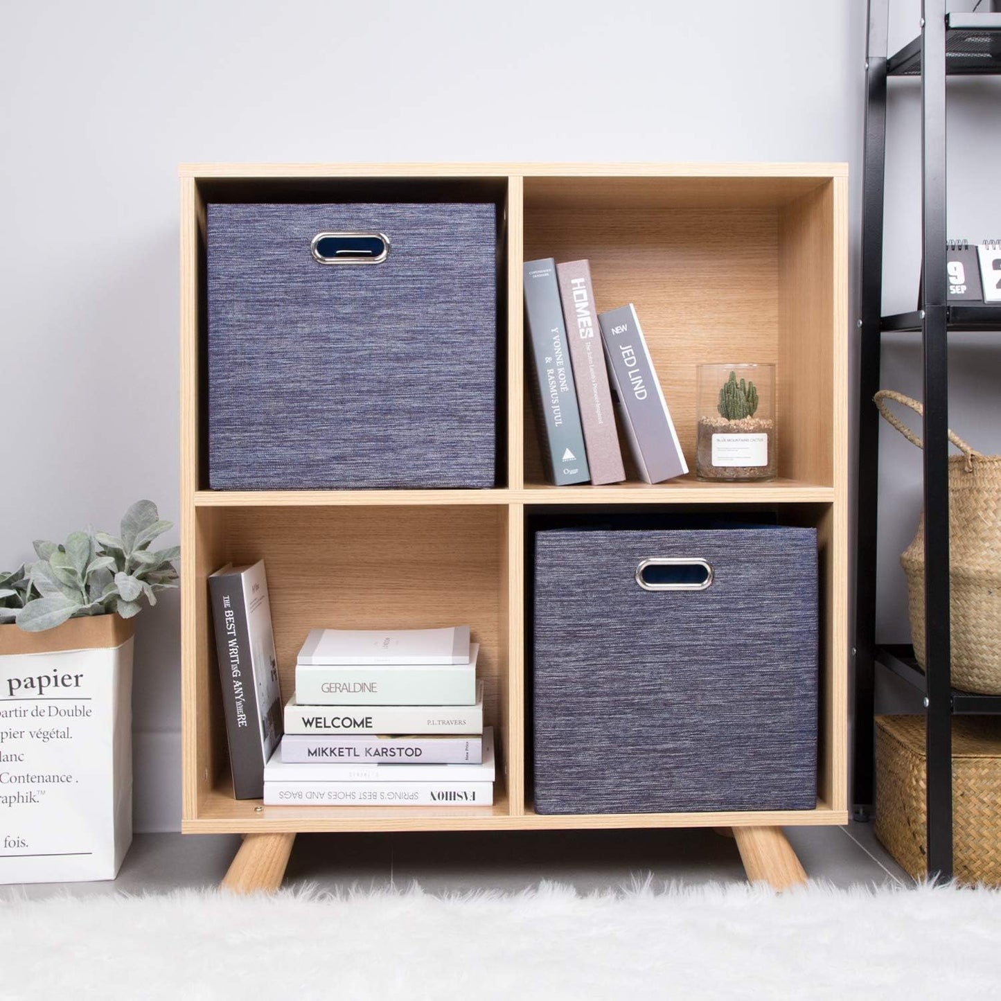 Posprica Storage Cubes,11×11 Foldable Storage Bins,Thick and Heavy duty Fabric Baskets - 4pcs,Blue