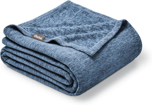 Bare Home Polar Fleece Blanket - Extra Long - Heathered Dark Blue - Warm & Cozy - Premium Fleece - Throw for Bed, Camping and Travel - Lightweight (Twin/Twin XL, Heathered Dark Blue)