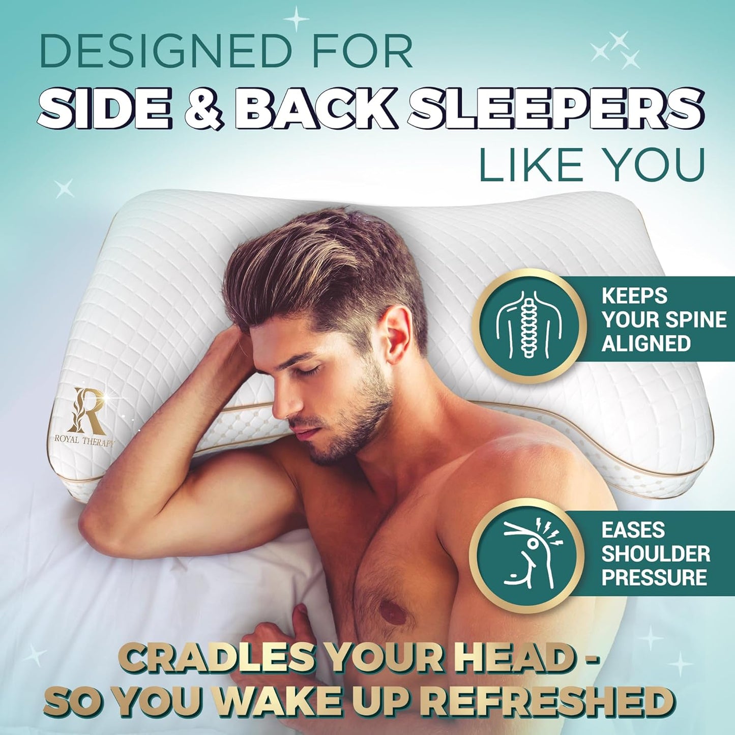 Royal Therapy King Pillows 4-Pack - Shredded Memory Foam Pillows for All Sleep Positions - Medium Firm Pillow with Adjustable, Bamboo Rayon Cover, CertiPUR-US, Oeko-TEX Certified