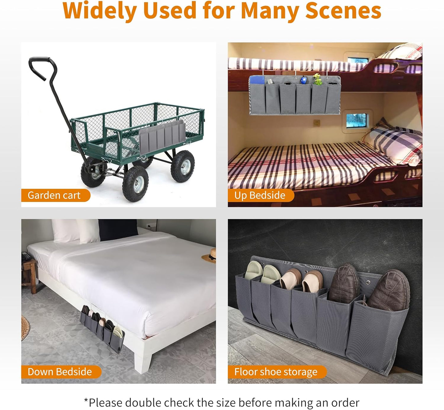 RV Shoe Pockets 6 Large Pockets Heavy Hanging Bedside Storage Organizer with Sturdy Hooks for Shoes, Toys and Tools